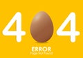 404 error page not found with egg vector style and yellow background Royalty Free Stock Photo