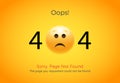 404 error page not found. Emoji sad smile. Vector illustration web design of 404 site page Royalty Free Stock Photo