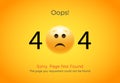 404 error page not found. Emoji sad smile. Vector illustration web design of 404 site page Royalty Free Stock Photo