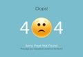 404 error page not found. Emoji sad smile. Vector illustration web design of 404 site page Royalty Free Stock Photo