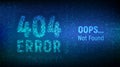 404 error. Page not found. Error 404 word made with binary code. Computer network system problem software futuristic background. Royalty Free Stock Photo