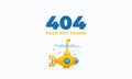 404 error page not found illustration for websites under construction. With submarine under water and periscope Royalty Free Stock Photo