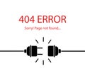 404 error page not found. Lost connection. Disconnected electrical wires. Warning message about failure result for website. vector