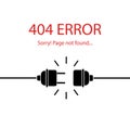 404 error page not found. Lost connection. Disconnected electrical wires. Warning message about failure result for website. vector Royalty Free Stock Photo