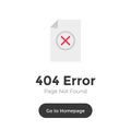 404 error page not found sign on white background. Template website warning message in flat style. Royalty Free Stock Photo