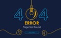 404 error page not found vector lamp graphic