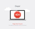 Error 404 page not found. Website 404 web failure. Oops trouble internet warning design