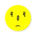 404 error page. Upset yellow smiley. Vector illustration for web