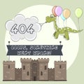 Error page 404 for web. Cartoon castle and dragon