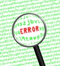 ERROR in red revealed in green computer machine code Royalty Free Stock Photo