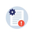 Error report or failed test icon, vector Royalty Free Stock Photo