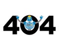 Error 404. robot surprise. Page not found template for web site.