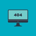 404 error on screen monitor computer PC. vector flat symbol on blue background Royalty Free Stock Photo