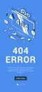 404 error server system failure computer browser screen warning message mobile banner vector