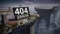 404 error sign on a broken bridge symbolizes website issues and technical difficulties Royalty Free Stock Photo