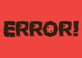 Error text against red background