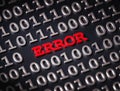 Error text between binary code 3D render