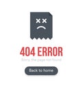 404 Error with text, webpage icon and button, black vector template on white background.