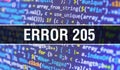 Error 205 text written on Programming code abstract technology background of software developer and Computer script. Error 205 Royalty Free Stock Photo