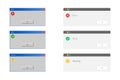Error, warning and done message. Alert window on computer in old and modern style. Report dialogue. Error notification Royalty Free Stock Photo
