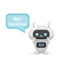 404 error web page with cute robot