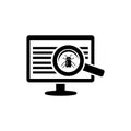 Errors in the software. Search for bugs and viruses in the program code. Testing, software development. Solid black