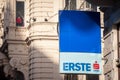 Erste Bank logo on their main office for downtown Vienna. Erste Bank is an Austrian retail and corporate bank Royalty Free Stock Photo