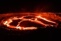 Red lava lake on top of erta ale volcano Royalty Free Stock Photo