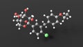 ertugliflozin molecular structure, sodium-glucose cotransporter 2 inhibitors, ball and stick 3d model, structural chemical formula