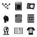 Erudition icons set, simple style