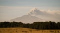 Erupting & smoking volcano Calbuco as seen from Puerto Montt, Chile.