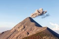 Erupting Volcan Fuego on a bright, clear day near Antigua, Guatemala, Central America