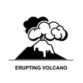 Erupting volcano icon isolated on white background Royalty Free Stock Photo
