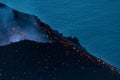 erupting volcano on the island of Stromboli Royalty Free Stock Photo