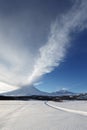 Eruption active volcano Klyuchevskaya Sopka on Kamchatka Peninsula