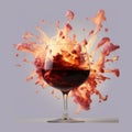Eruption of Flavor: AI-Generated Red Wine Glass Explosion Royalty Free Stock Photo