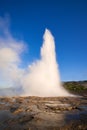 Eruption of the Geysir geyser in Iceland Royalty Free Stock Photo