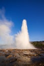 Eruption of the Geysir geyser in Iceland Royalty Free Stock Photo