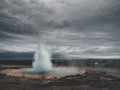 Eruption of geysir Strokkur at Haukadalur area Royalty Free Stock Photo