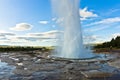 Eruption of geysir Strokkur at Haukadalur area Royalty Free Stock Photo