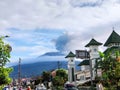 An eruption of Marapi Mount at West Sumatra on 21 Januari 2024 taken from Padang Panjang City Royalty Free Stock Photo
