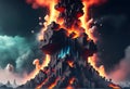 Eruption of Minecraft world. Exploding Minecraft colorful cubes paint and splashes. Generative AI