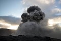 Eruption of Mount Yasur at sunset Royalty Free Stock Photo