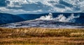 Eruption of Old Faithful geyser at Yellowstone national park Royalty Free Stock Photo