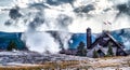 Eruption of Old Faithful geyser at Yellowstone national park Royalty Free Stock Photo