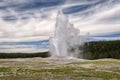 Eruption of Old Faithful geyser at Yellowstone National Park Royalty Free Stock Photo