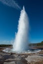 Eruption of Strokkur geyser, at Geysir Golden Circle, South of Iceland Royalty Free Stock Photo