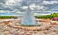 Eruption of Strokkur geyser in Iceland