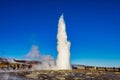 Eruption of Strokkur geyser in Iceland in Northern Europe