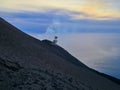 Eruption of the Stromboli volcano, Aeolian islands, Sicily, Italy Royalty Free Stock Photo